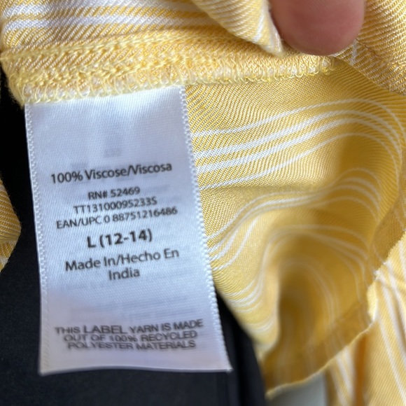 TIME AND TRUE Yellow Woven Peplum long sleeve Blouse/Top Size L (12-14) - Picture 14 of 14